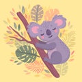 Cute hand drawn koala sleeping on the branch Royalty Free Stock Photo