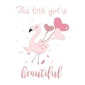 Cute Hand drawn flamingo/ baby invitation in vector