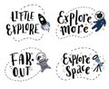 Cute hand drawn lettering Space quote. Vector illustration.