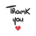 Cute hand drawn lettering thank you text vector card Royalty Free Stock Photo