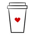 Cute hand drawn linear illustration coffee paper cup logo