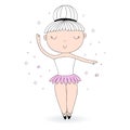 Cute hand drawn with cute little ballerina vector illustration. Royalty Free Stock Photo