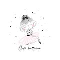 Cute hand drawn with cute little ballerina vector illustration Royalty Free Stock Photo