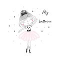 Cute hand drawn with cute little ballerina vector illustration Royalty Free Stock Photo