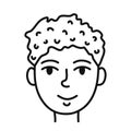 Cute hand drawn man face portrait. Person avatar for social media. Isolated vector illustration in doodle style.