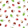 Cute hand drawn mushrooms ingedients seamless watercolor pattern with clipping mask