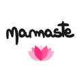 Cute vector hand drawn namaste card with pink lotus