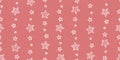 Cute hand drawn night sky seamless pattern with ornate stars and moons, comic background, great for textiles, banners, wallpapers