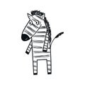 Cute hand drawn nursery poster with black and white zebra. Vector illustration in candinavian style