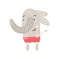 Cute hand drawn nursery poster with elephant animal. Vector illustration in candinavian style