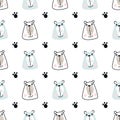 Cute hand drawn nursery seamless pattern with bear faces. Vector illustration in candinavian style