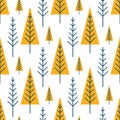 Cute hand-drawn nursery seamless pattern with trees in Scandinavian style. Seamless Christmas background Royalty Free Stock Photo