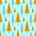 Cute hand-drawn nursery seamless pattern with trees in Scandinavian style. Seamless Christmas background Royalty Free Stock Photo
