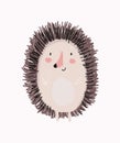 Cute Hand Drawn Nursery Vector Illustration with Baby Hedgehog. Royalty Free Stock Photo