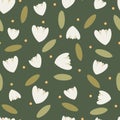 cute hand drawn orange blossom and green leaves seamless vector pattern background illustration Royalty Free Stock Photo