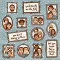 Cute hand drawn picture frames with people and inspirational quote Royalty Free Stock Photo