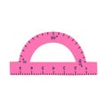 Cute hand drawn plastic protractor with ruler in cartoon style. Tool for drawing, measurement degrees. School supply and Royalty Free Stock Photo