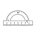 Cute hand drawn plastic protractor with ruler in doodle style. Tool for drawing, measurement degrees. School supply and Royalty Free Stock Photo