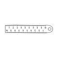 Cute hand drawn plastic ruler in doodle style. Tool for drawing and measurement. School supply and stationery for kids Royalty Free Stock Photo