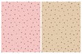 Cute Hand Drawn Polka Dots Seamless Vector Patterns. Dotted Print. Royalty Free Stock Photo