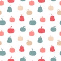 Cute hand drawn pumpkin seamless pattern, great for Thanks Giving and Autumn background, textiles, wallpapers, banners - vector Royalty Free Stock Photo