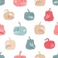 Cute hand drawn pumpkin seamless pattern, great for Thanks Giving and Autumn background, textiles, wallpapers, banners - vector Royalty Free Stock Photo