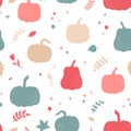 Cute hand drawn pumpkin seamless pattern, great for Thanks Giving and Autumn background, textiles, wallpapers, banners - vector Royalty Free Stock Photo