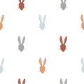 Cute hand drawn rabbit heads seamless pattern. Easter print for wallpaper or fabric. Vector illustration