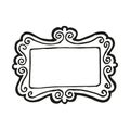 Cute hand drawn rectangular picture frame on white background. Funny element in trendy doodle style for card, social media banner