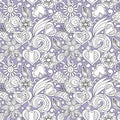 Cute hand-drawn seamless holiday pattern . Background with hearts, flowers and lots of doodle elements Royalty Free Stock Photo