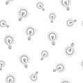 Cute hand drawn seamless pattern with doodle light bulbs