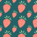 Cute hand drawn seamless pattern - Strawberry - vector