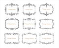 Hand drawn set of decorative frames, borders, calligraphic design elements collection. vintage vector illustration Royalty Free Stock Photo