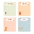 Cute hand drawn set with notebook templates for to do, to buy list, note with cowboy and western illustrations