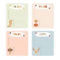 Cute hand drawn set with notebook templates for to do, to buy list, note with cowboy and western illustrations