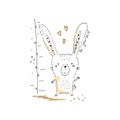 Cute hand drawn with Sketch doodle rabbit print.