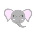 Cute hand drawn smiling elephant. Cartoon zoo. Vector illustration. Animal for the design of children`s products in Royalty Free Stock Photo