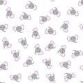 Seamless pattern of cute hand drawn smiling elephant. Cartoon zoo. Vector illustration. Animal for the design of Royalty Free Stock Photo