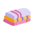 Cute hand drawn stack of folded towels for shower and bathe. Bath rolled towels from fabric and microfiber, bathroom Royalty Free Stock Photo