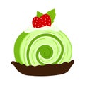 Matcha Green Tea Roll Cake Sweet Dessert Snack Icon Cute Flat Cartoon Vector Illustration Royalty Free Stock Photo