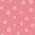 Cute Hand Drawn Textured Circles Pink Seamless Pattern. Abstract pastel print with pink paint brushstroke grunge texture Royalty Free Stock Photo