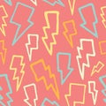 Cute cartoon hand drawn thunder bolts seamless vector pattern