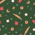 Cute hand drawn traditional Austrian and German Christmas cookies and baking stuff seamless pattern, great for textiles, napinks,