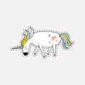 Cute hand drawn unicorn illusrtation in patch style. Great design for embroidery, sticker or pin.