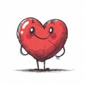 cute hand drawn valentine love heart cartoon character