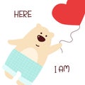 Cute hand drawn Valentine's Day card with funny Bear.