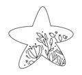 Cute hand drawn vector baby star line spring with line berries, branches, flower texture. Icon outline illustration for Royalty Free Stock Photo