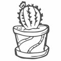 Doodle hand drawn vector cactuse in the pot