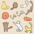 Cute hand drawn vector cats