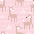 Cute hand drawn Vector pattern with deer. Printable templates